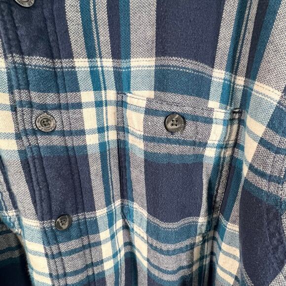 Wrangler Mens Sherpa Lined Flannel Shacket Blue Plaid Jacket 2XL - Picture 3 of 10